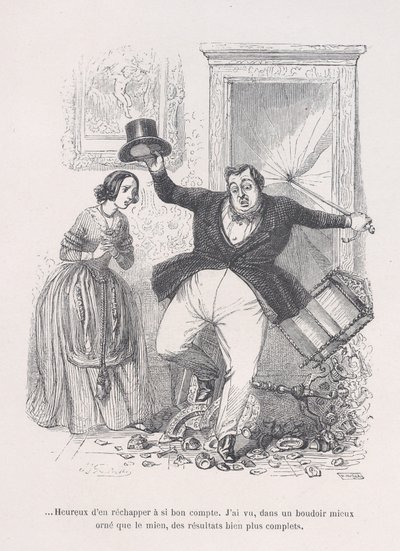 ......很高兴能如此便宜地逃脱。出自《人类生活的小苦难》，1843年。 作者 让·伊格纳斯·伊西多尔·杰拉德