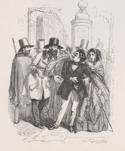 如果你掉了帽子，人们就会责备你三年。来自《小M》，1843年。 作者 让·伊格纳斯·伊西多尔·杰拉德