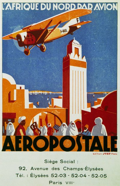 Aeropostale（航空邮件），与北非的航空联系，广告牌，法国 作者 让·杰奎琳
