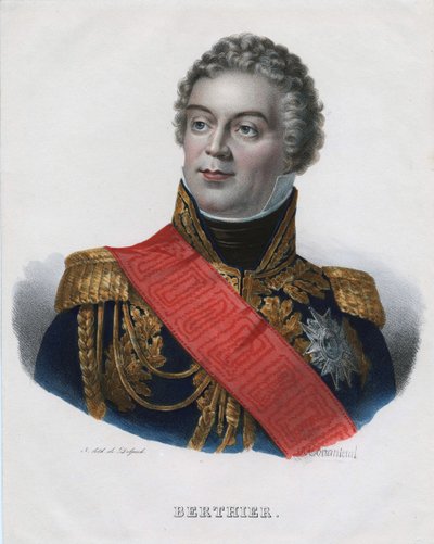 路易-亚历山大（Louis-Alexandre）-贝尔蒂埃（1753-1815），瓦格拉姆亲王，纳沙泰尔亲王 - 莫南特伊，让-雅克-弗朗索瓦（1785-1860） - 1835 - 石版画，水彩 - 32x24.5 - 私人收藏 作者 让·雅克·弗朗索瓦·莫纳图伊尔