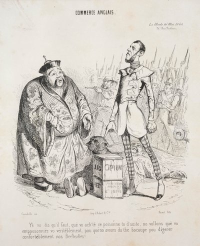 英国贸易。  我们希望您能马上买下这颗豌豆，并妥善交给我们，这样我们就能喝上一杯好茶，舒舒服服地消化我们的牛肉饼了！ 作者 让-雅克·格兰维尔