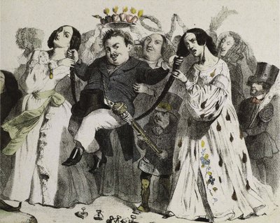 奥诺雷-德-巴尔扎克，我国最多产的作家，由妇女支持并加冕，1839年。 作者 让-雅克·格兰维尔
