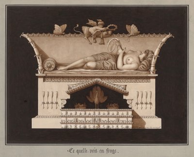 她在梦中所见，大约是1794年。 作者 让·雅克·勒奎（Jean Jacques Lequeu）