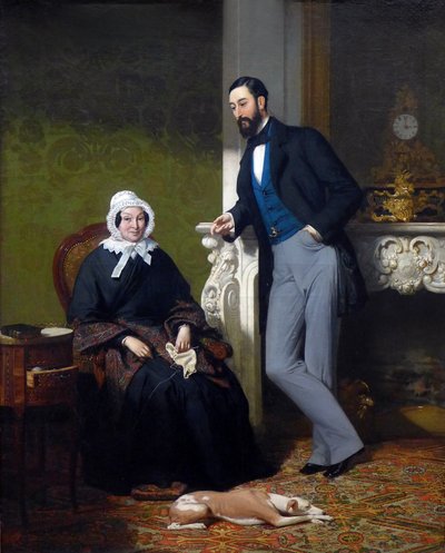 Coste née Reboulh 夫人和她的儿子 Alphonse Coste-Reboulh 的肖像 作者 让·贾拉伯特