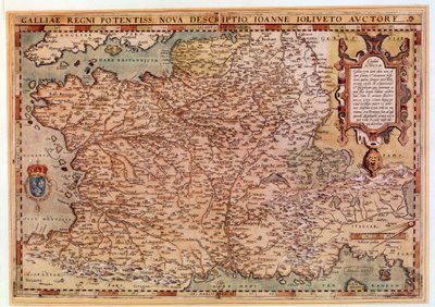 Jean Jolivet 绘制的法国地理地图（16 世纪），1570 年，巴黎，B.N. 作者 让·乔利维