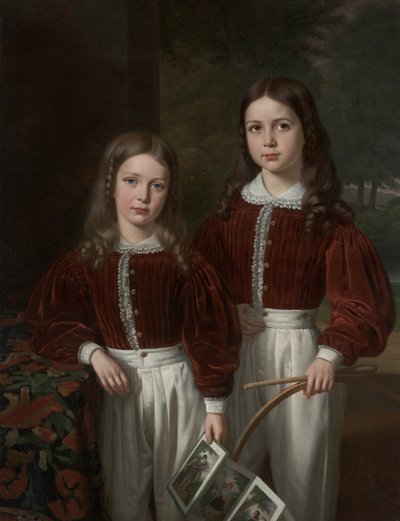 两个孩子的肖像，可能是M. Almeric Berthier的儿子，孔德德拉萨尔 作者 Jean Joseph Vaudechamp