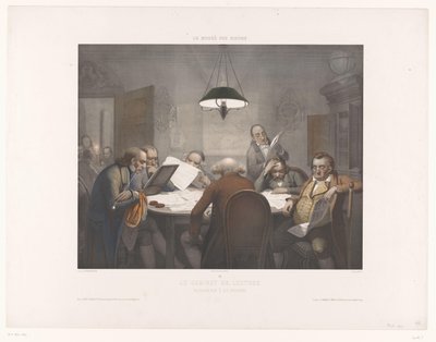 阅览柜，男子在圆桌旁阅读
Le cabinet de lecture / The Reading Club / Das Lesecabinet（物品上的标题）
笑声博物馆（系列名称）
Le musée des rieurs（物品上的系列名称） 作者 弗朗索瓦·路易斯·卡蒂尔