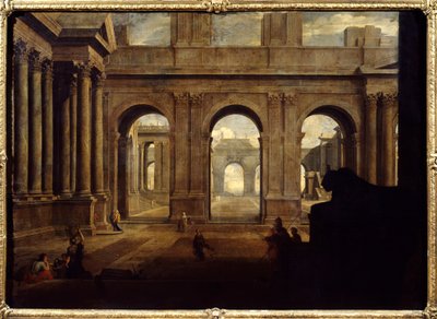 想象中的宫殿景观 让-勒梅尔（1598-1659）的画作 17世纪 巴黎，卢浮宫博物馆。 作者 让·勒梅尔