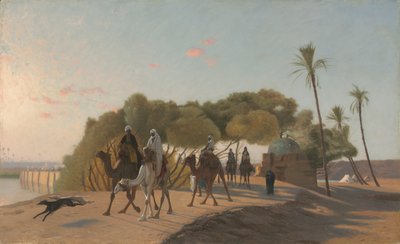 离开绿洲，1880年代。 作者 让·莱昂·杰罗姆