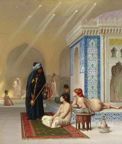 在后宫的游泳池 作者 Jean Leon Gerome
