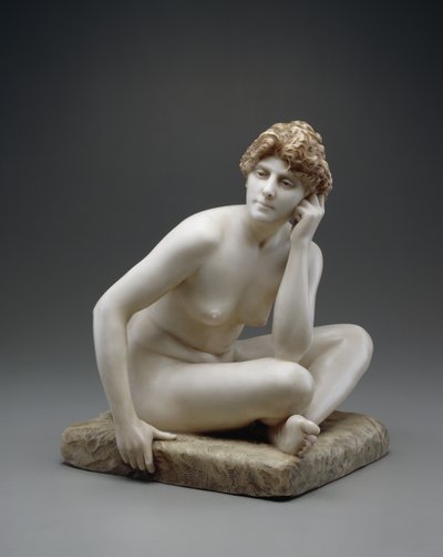 坐着的女人，c.1890/95（大理石与原始蜡和多色） 作者 让·莱昂·杰罗姆