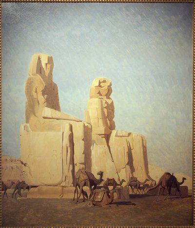 底比斯、门农和塞索斯特里斯的巨像。 学习。 Jean Leon Gerome (1824-1904) 作画，油画 作者 让·莱昂·杰罗姆