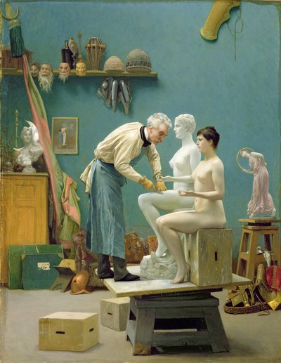 在大理石工作，或艺术家雕刻Tanagra 作者 Jean Leon Gerome