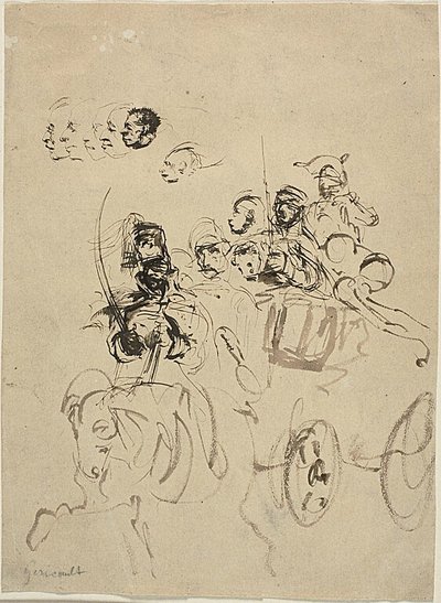 带头像素描的拿破仑军队马车 作者 让·路易·安德烈·西奥多·杰里科