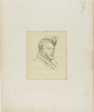 头戴军帽的年轻人肖像 作者 Jean Louis André Théodore Géricault