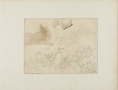 骑兵战斗草图；狗的后腿 作者 让·路易·安德烈·西奥多·杰里科