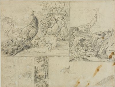 装饰性景观和动物构图草图 作者 让·路易·安德烈·西奥多·杰里科