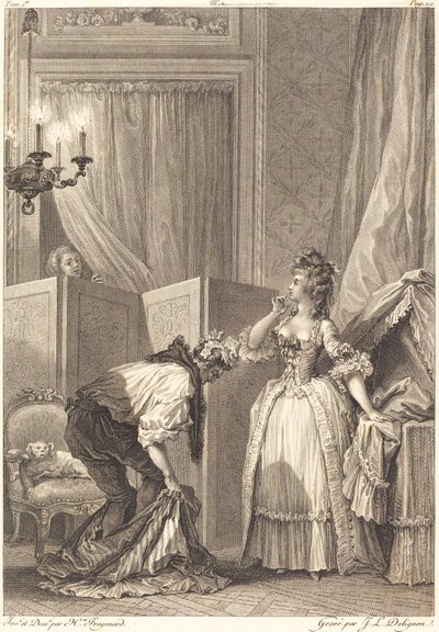 戴绿帽子的人，被打得很开心 作者 Jean Louis Delignon 和 Antoine Jean Duclos 在 Jean Honoré Fragonard 之后