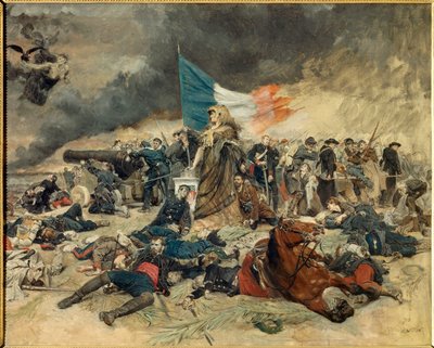 Le Siege de Paris (1870-1871)，寓言巴黎被普鲁士人围攻。 Ernest Meissonier (1815-1891) 的绘画。 1871-1891 年。 Dim 0,53 x 0,70 m 巴黎，奥赛博物馆 作者 让·路易斯·欧内斯特·迈森尼尔