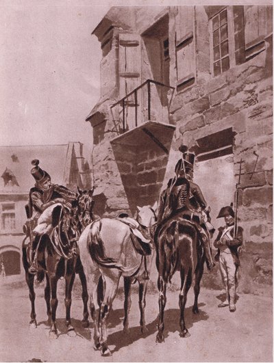 接收订单，插图来自着名生活的卡斯特斯浪漫，c.1940 作者 让·路易斯·欧内斯特·迈森尼尔