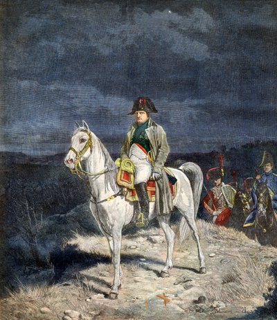 1814年马背上的法国皇帝拿破仑一世--根据麦索尼耶的作品雕刻。 作者 让·路易斯·欧内斯特·迈森尼尔