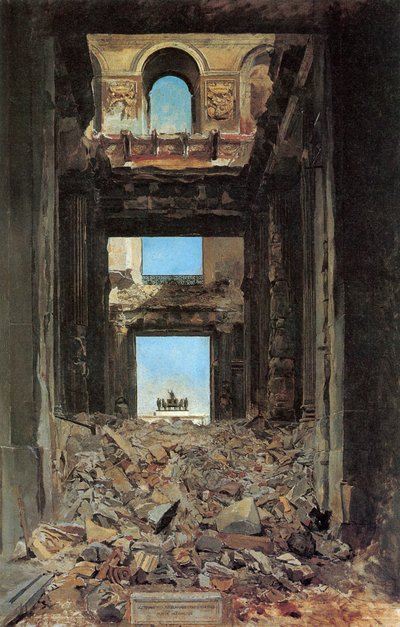 1877年公社后的杜乐丽宫遗址，1877年。 作者 让·路易斯·欧内斯特·迈森尼尔