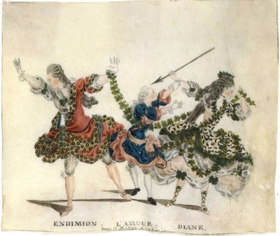 Gaetano Vestris的芭蕾舞剧Endymion的服装设计，1773-1778。 作者 让·路易斯·费施