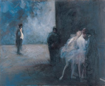 Backstage - Symphony in Blue par Forain, Jean Louis (1852-1931)，1900 年至 1923 年 - 木板油画，45,3x54,7 - 仓敷大原美术馆 作者 让·路易·佛兰