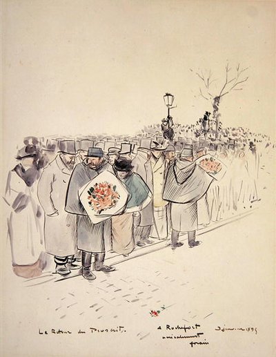 Le Retour du Proscrit, 约1895 (纸上笔墨和水彩) 作者 让·路易·佛兰