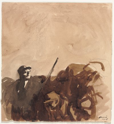 Trench Recto Reclining Woman verso的士兵，摄于1915年。 作者 让·路易·佛兰
