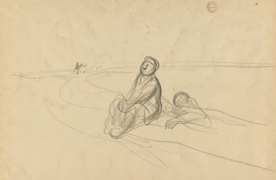路上的两个人物（背面） 作者 让·路易·佛兰