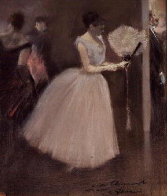 白色的妇女与爱好者，c.1884 作者 让·路易·佛兰