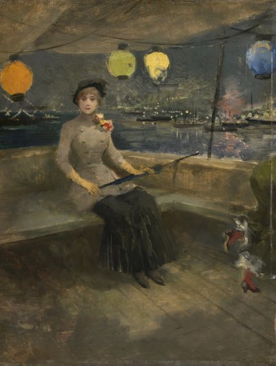 乘坐游艇的女子，约1883年 作者 让·路易·佛兰