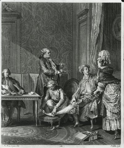 堤坝，由路易斯米歇尔哈尔布（1730-c.1809）1781年雕刻 作者 让-米歇尔小莫罗