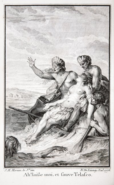 啊!离开我，保存泰拉斯科！，由尼古拉斯·德劳内（Jean-Francois Marmontel）雕刻的“印加人或秘鲁帝国的毁灭”插图 作者 年轻人让·米歇尔（后）莫罗