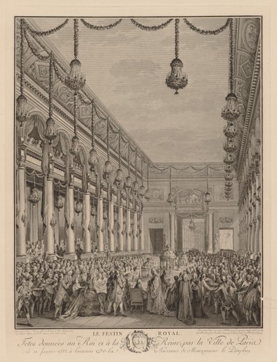 1782年1月21日，在维尔市酒店举行的皇家盛宴。 作者 让-米歇尔小莫罗