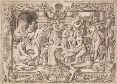 妇女洗澡，1535-55。 作者 让·米尼翁