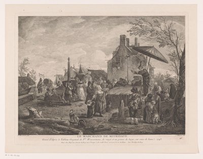 乡村剧院
Le Marchand de Mitridate（物品上的标题）
菲利浦斯-乌尔曼绘画后的版画（系列名称）
Oeuvres de Ph.pe Wouwermans Hollandois（系列名称） 作者 让·莫约