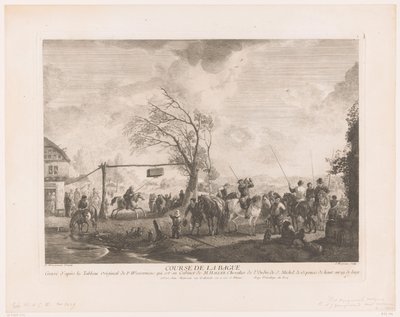 乡村旅馆的环缝 Cours de la bagu（物体上的标题） 飞利浦·沃沃曼 (Philips Wouwerman) 绘画作品的版画（系列标题） Oeuvres de Ph.pe Wouwermans Hollandois（系列标题） 作者 让·莫约