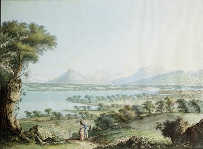 勃朗峰与日内瓦在前景中的视图，由Jean Philippe Linck II（1770-1812）和Jacob Philippe Hackert（1737-1807）雕刻 作者 让·菲利普二世·林克