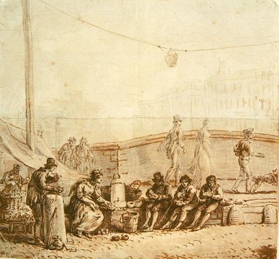 Pont-Neuf的咖啡卖家，1819年 作者 让·皮埃尔·诺布林
