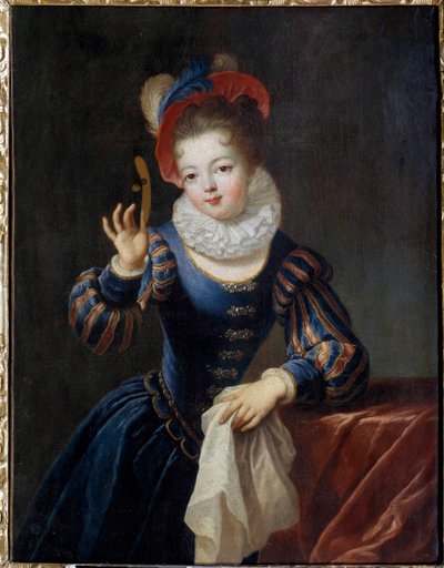 戴面具的年轻女孩 Jean Raoux (1677-1734) 18 世纪的绘画。 作者 让·劳克斯