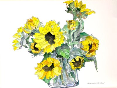 向日葵》，2002 年（纸上水彩和墨水） 作者 吉恩·斯万·戈登