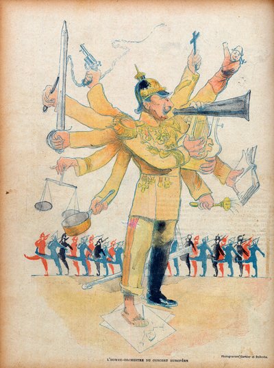 威廉二世（1859-1941）（德皇威廉二世德国皇帝和普鲁士国王）--欧洲音乐会的男子管弦乐队--1898年11月26日的 "Le Rire "漫画--让-维伯（1864-1928）的漫画--献给威廉二世（1859-1941）的数字a 作者 让·韦伯