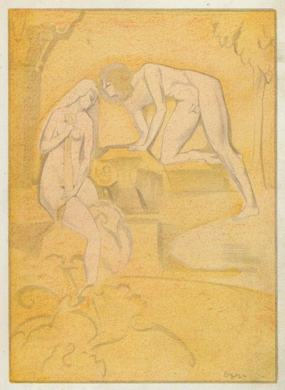 奥维德的爱情书：菲比斯给戴安娜的吻（彩色石版画） 作者 让·德博谢尔