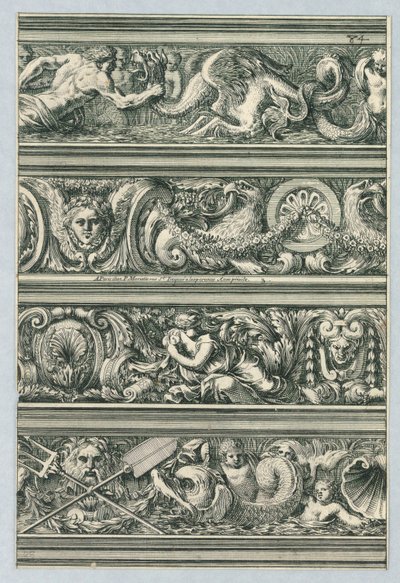 来自《用于装饰建筑、檐口和其他建筑构件的楣板》（Frises pour les architraves, cornices, et autres ornements d