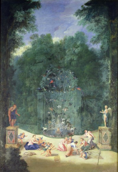 凡尔赛宫（Groves of Versailles）：1688年鸟类，仙女和小天使迷宫入口的视图 作者 尚·科特尔·让