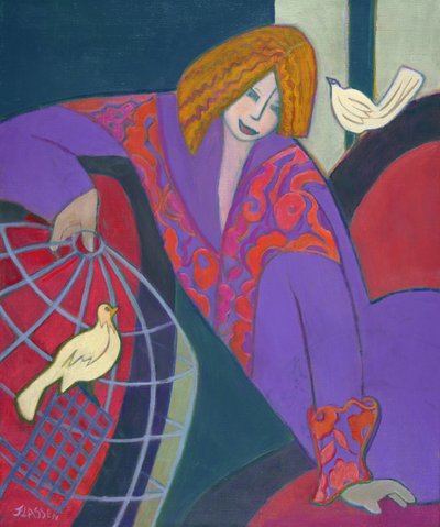 免费作为鸟，2003-04（丙烯画布） 作者 珍妮特·拉森（Jeanette Lassen）