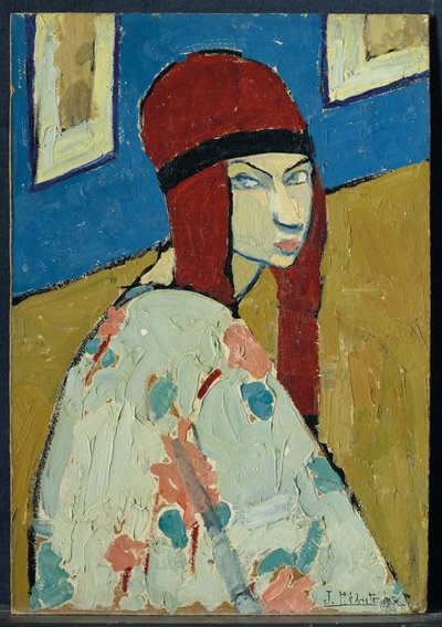 自画像，约 1917 年（纸板油画） 作者 珍妮（JeanneHébuterne）
