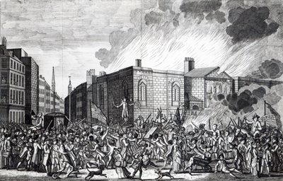 1780年6月7日令人难忘的暴徒的焚烧，掠夺和毁灭的确切表现，由亨利罗伯茨刻，1781年 作者 杰弗里斯·哈米特·奥尼尔